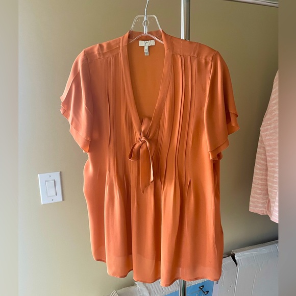 Joie Silk blouse with tie in Spicy orange color - Picture 2 of 3